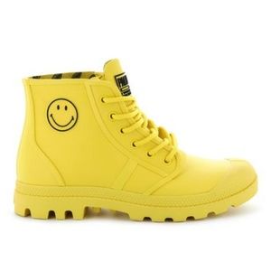 Yellow Palladium Rain Boots - Pampa Smiley